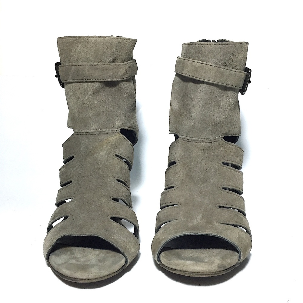 Latitude Femme Suede Heeled Ankle Bootie Sandals - Picture 7 of 8